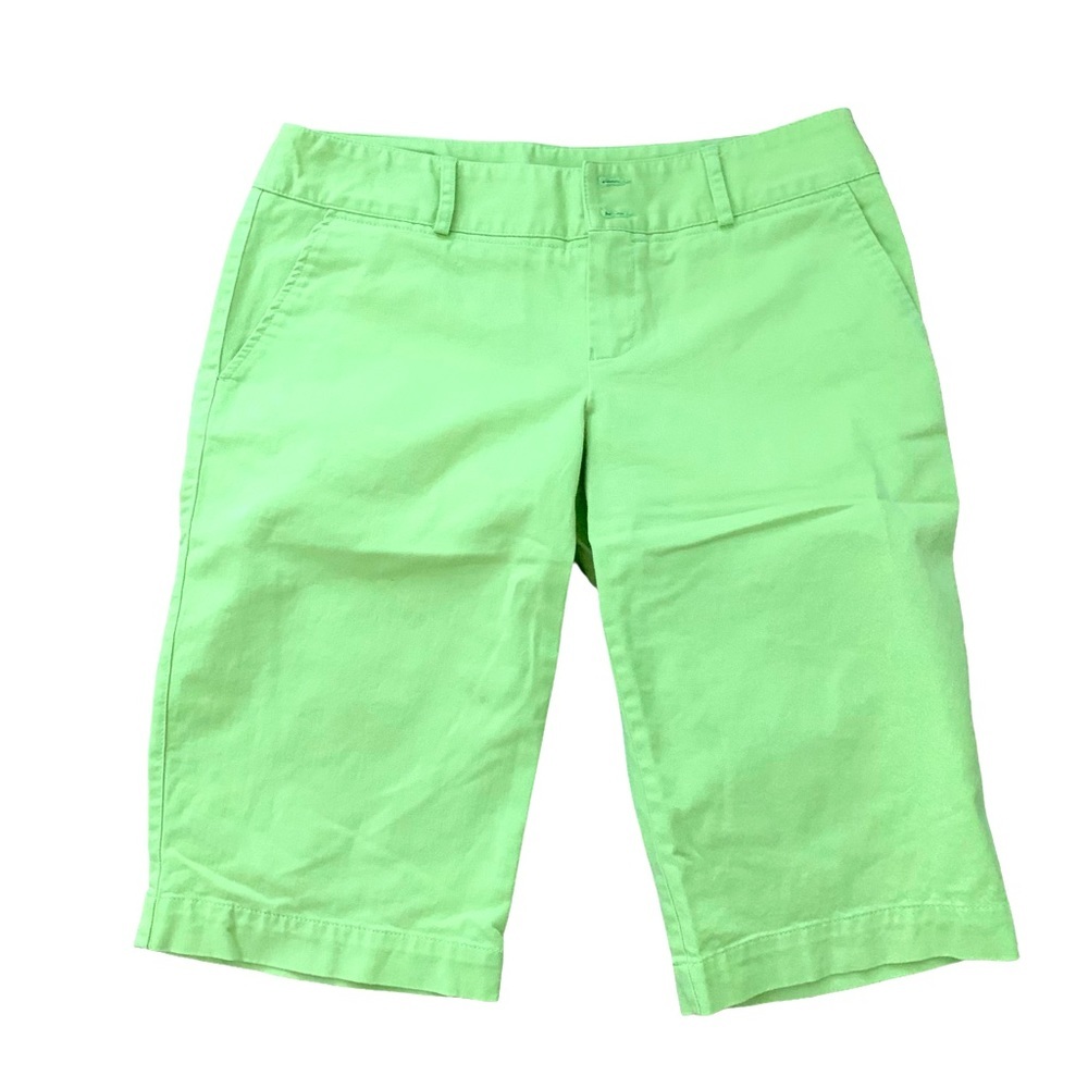 Lacoste Bermuda Shorts Womens 36 Lime Green Preppy Knee Length Cotton Chino